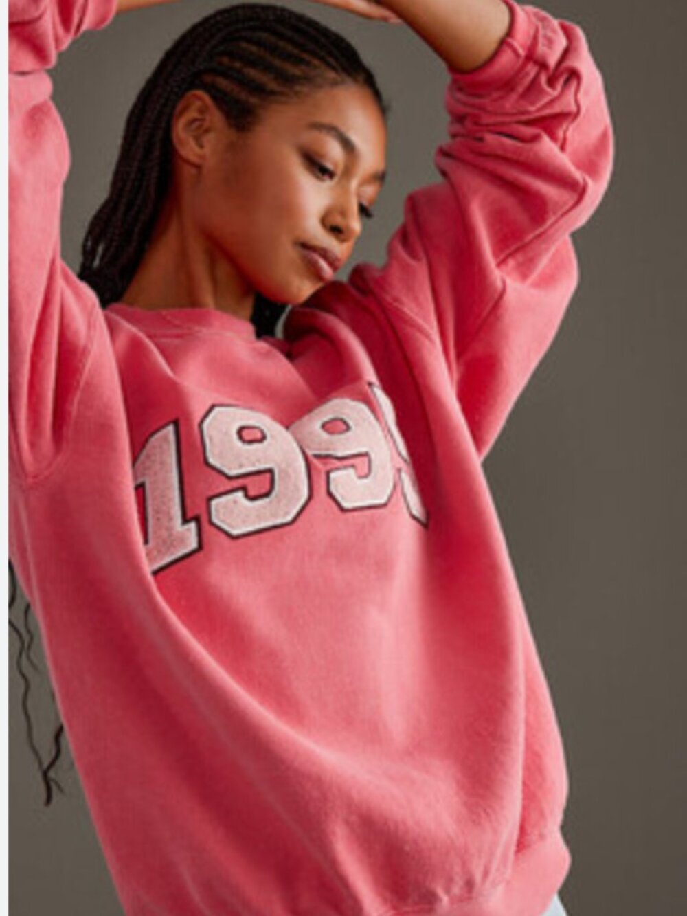 Anthropologie 1995 Oversized Crew Neck Sweatshirt Pink S - Picture 2 of 7